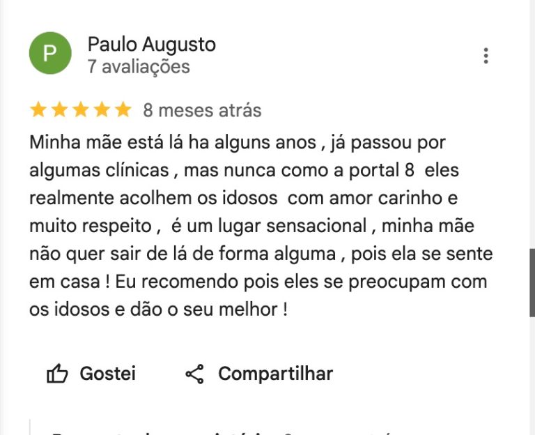 Avaliação cinco estrelas de Paulo Augusto