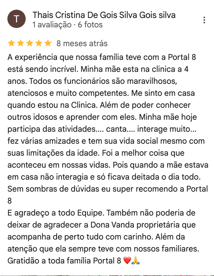 Avaliação cinco estrelas de Thais Cristina